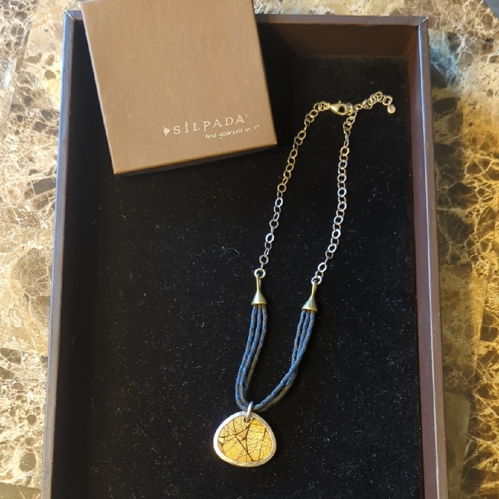 Silpada Gold and Black Minimalist Necklace